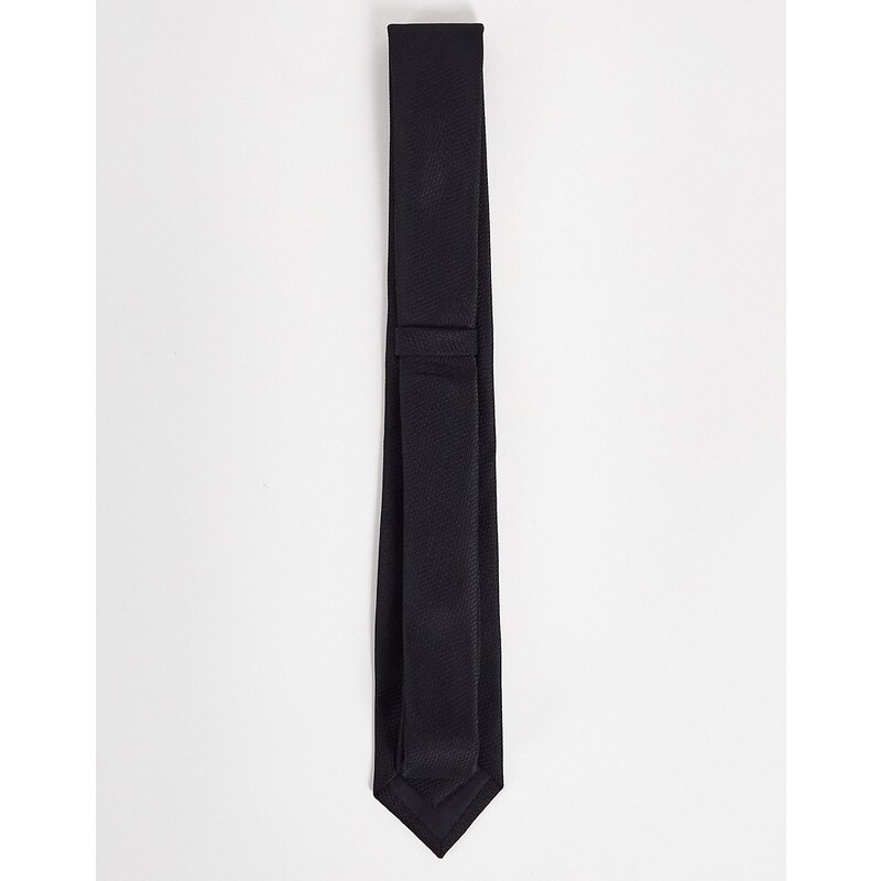 ASOS DESIGN - Cravatta nera testurizzata-Black