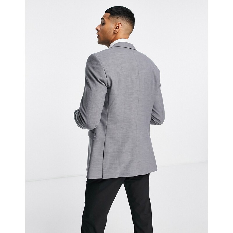 Jack & Jones Premium - Giacca da abito super slim stretch grigia in misto lana-Grigio
