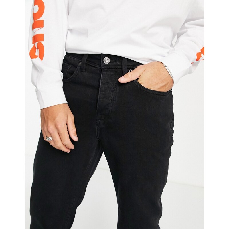 Selected Homme - Kobe - Jeans ampi in cotone nero slavato - BLACK