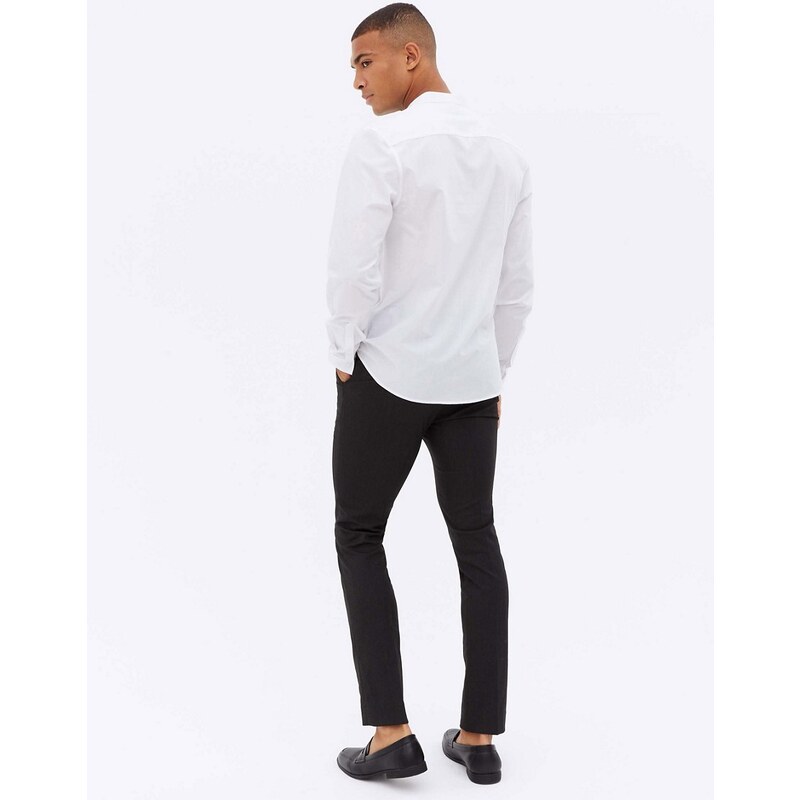New Look - Camicia serafino a maniche lunghe bianca-Bianco