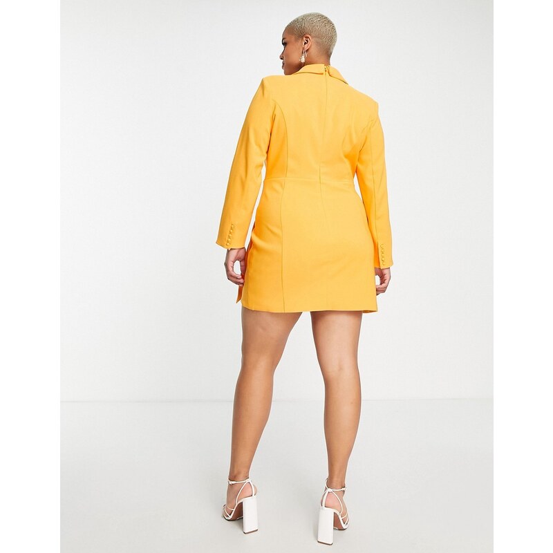 Lavish Alice Plus - Vestito stile blazer avvolgente arancione