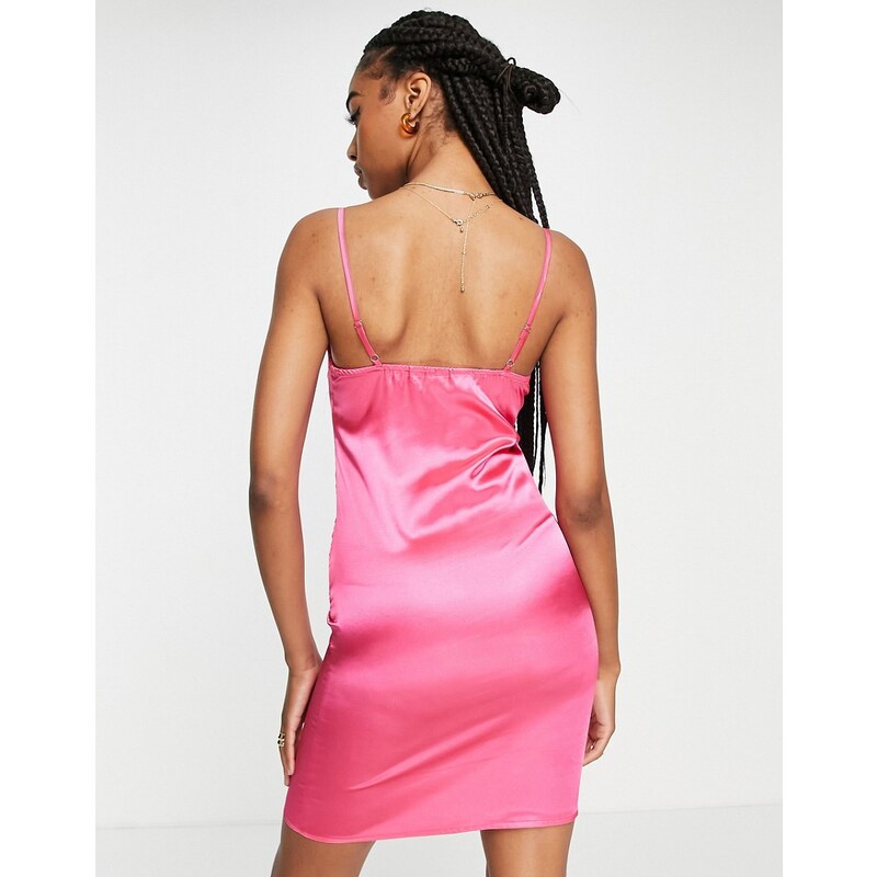 Urban Threads Tall - Vestito corto in raso rosa acceso