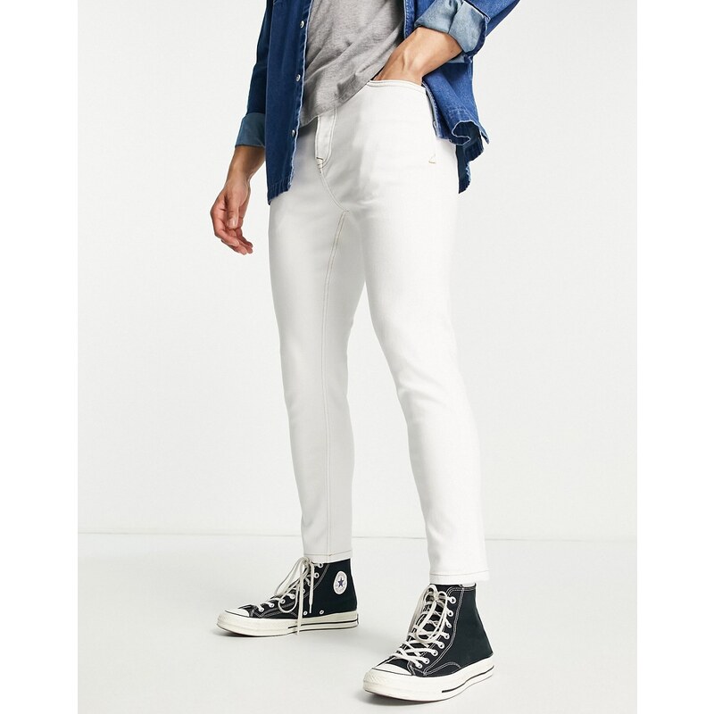 Topman - Jeans elasticizzati affusolati bianchi-Bianco