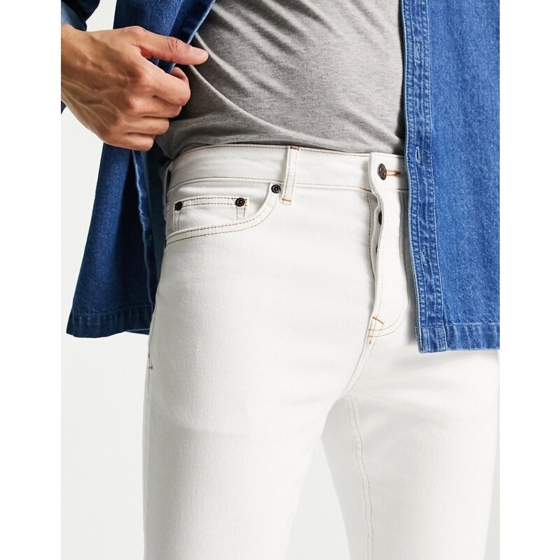 Topman - Jeans elasticizzati affusolati bianchi-Bianco