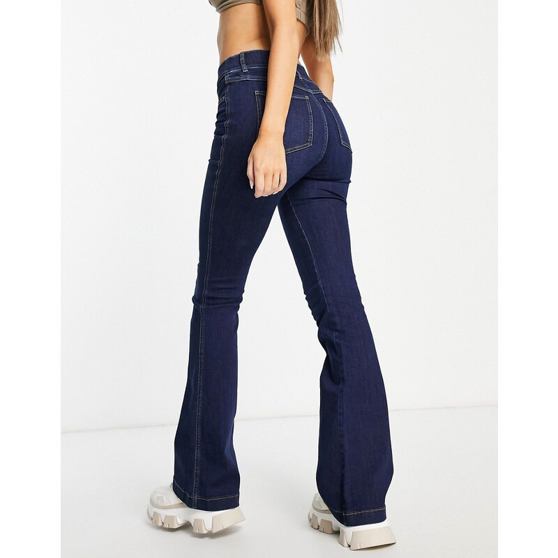 Spanx - Jeans a zampa a vita alta lavaggio blu scuro-Blu navy