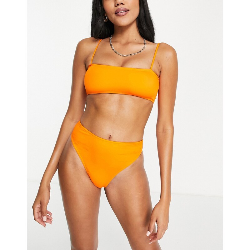 COLLUSION - Slip bikini a vita alta sgambati arancioni-Verde