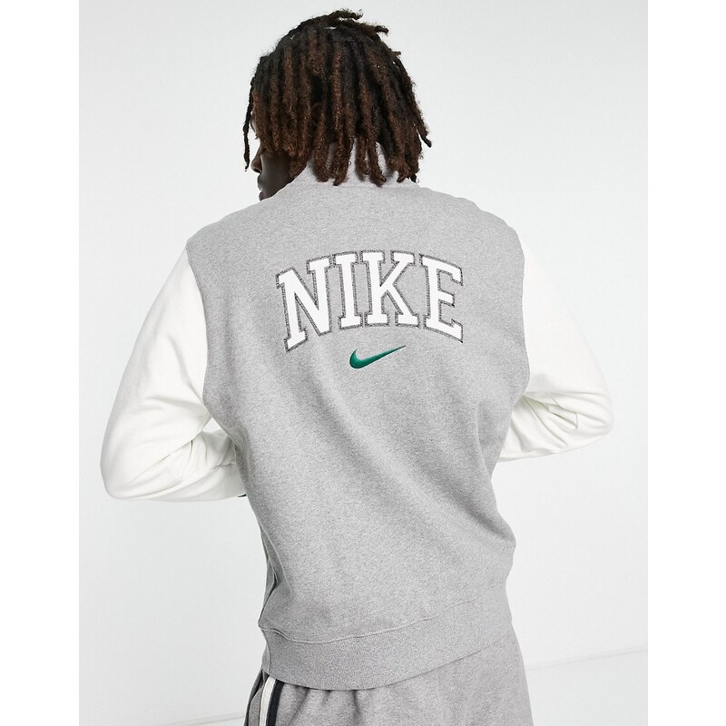 Nike - Giacca college rétro unisex grigio scuro mélange