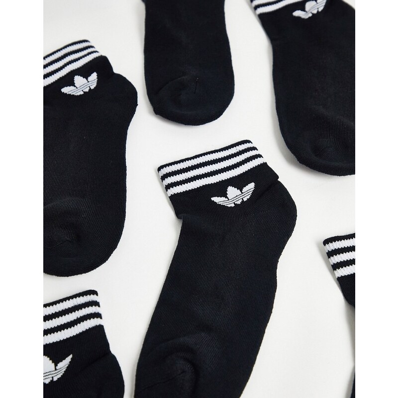 adidas Originals - adicolor Trefoil - Confezione da 3 paia di calzini alla caviglia neri-Nero