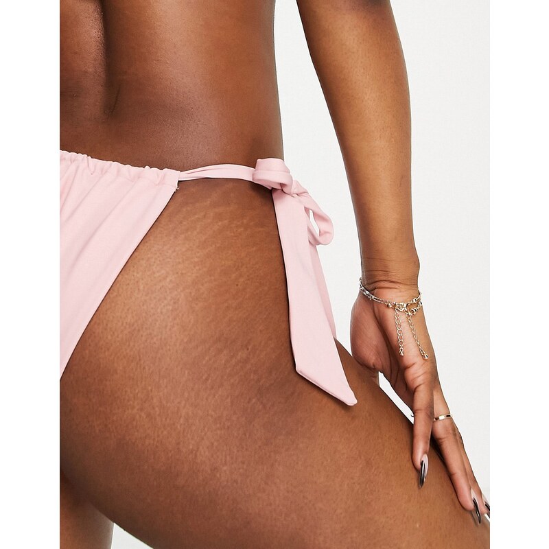 Missguided - Slip bikini rosa con laccetti