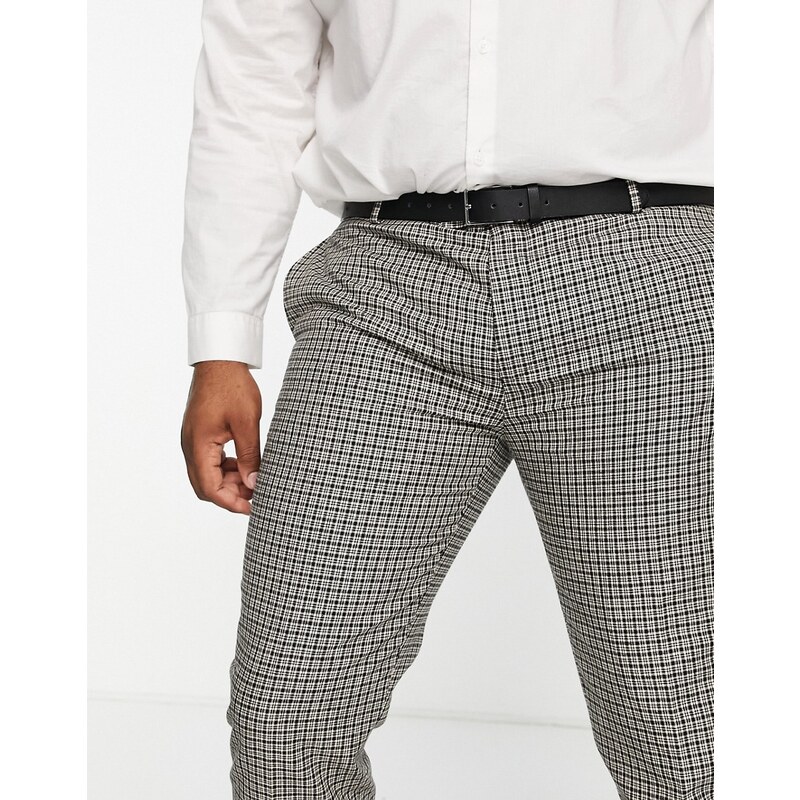 Twisted Tailor Plus - Pudwill - Pantaloni da abito slim a quadri beige e blu navy-Multicolore