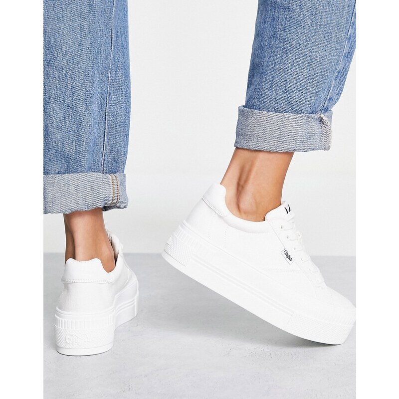 BUFFALO Paired Sneakers Donna In Cotone Organico - Bianco, Taglia 40, Suola In Gomma
