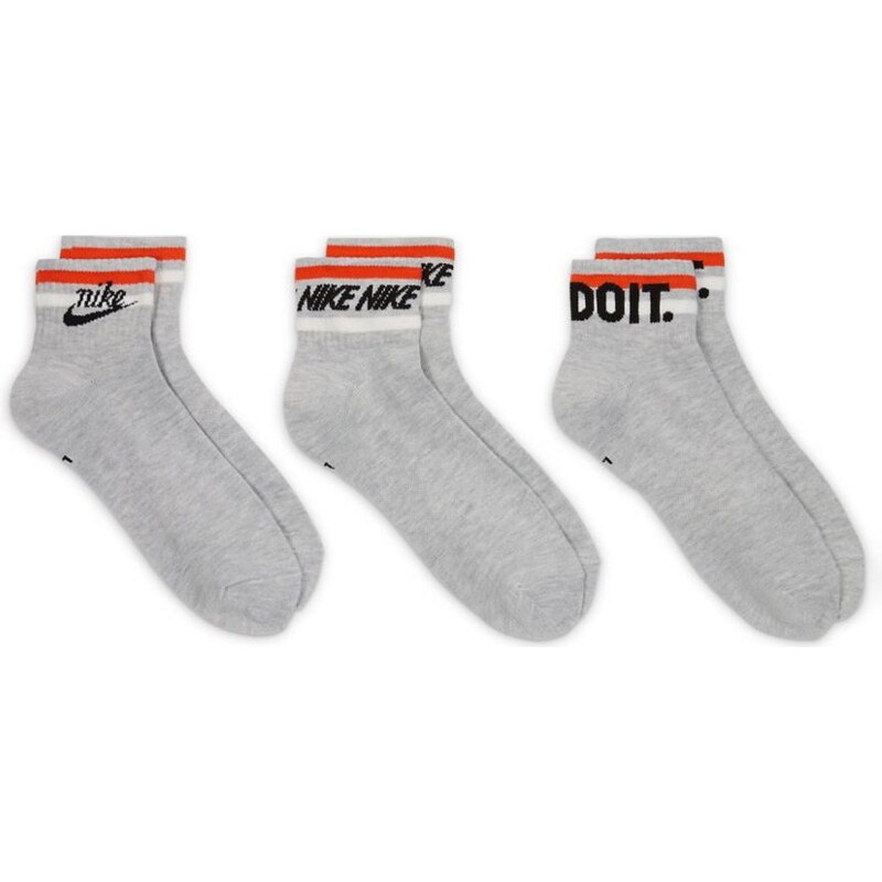 Nike - Everyday Essential - Confezione da 3 paia di calzini alla caviglia grigio mélange
