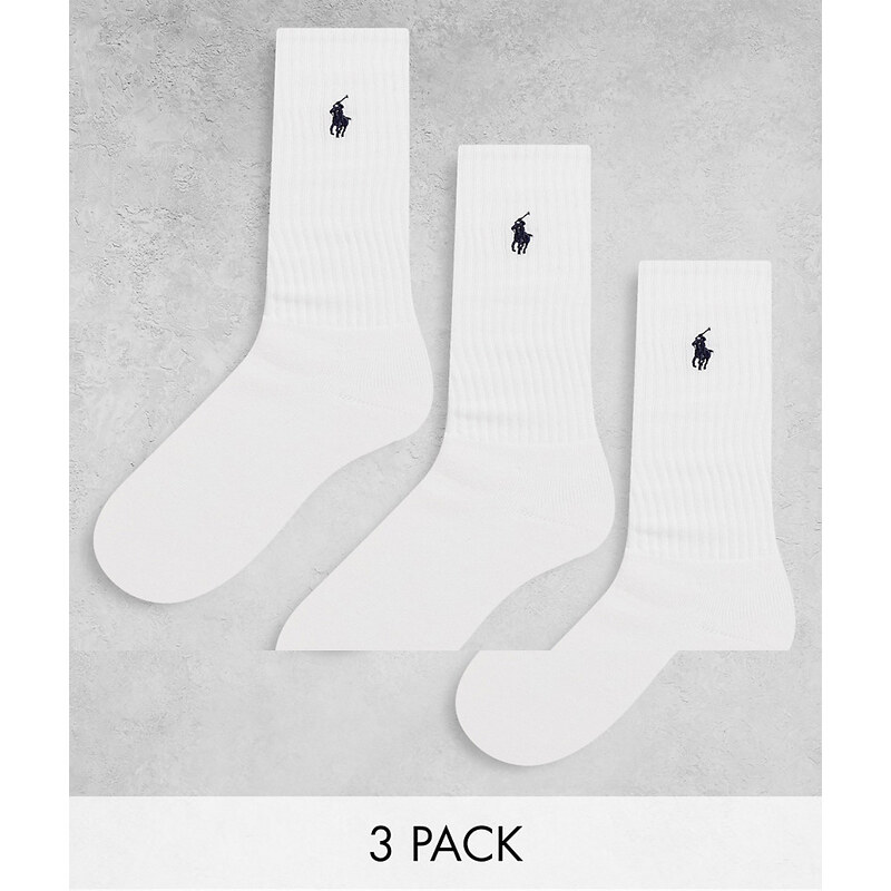 Polo Ralph Lauren - Confezione da 3 paia di calzini sportivi bianchi-Bianco