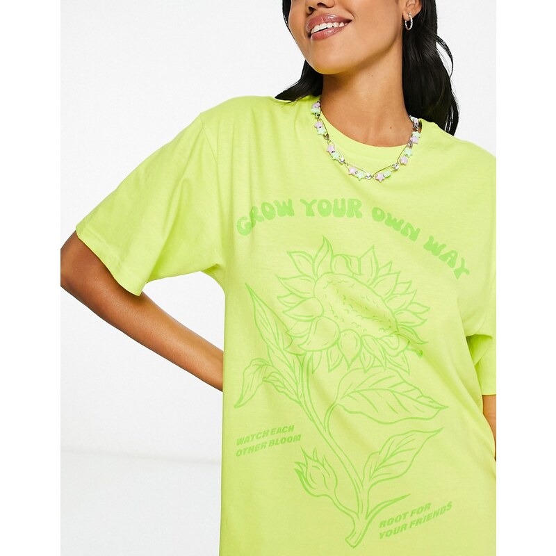 ASOS DESIGN - Grow Your Own Way - T-shirt da notte gialla-Giallo