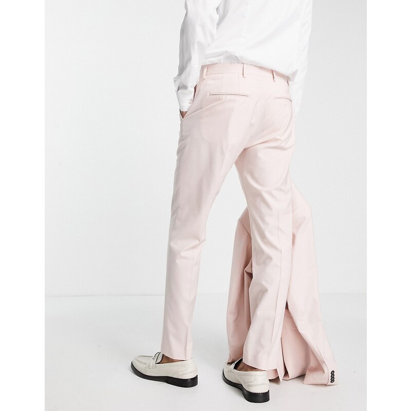 Selected Homme - Pantaloni da abito slim rosa polvere