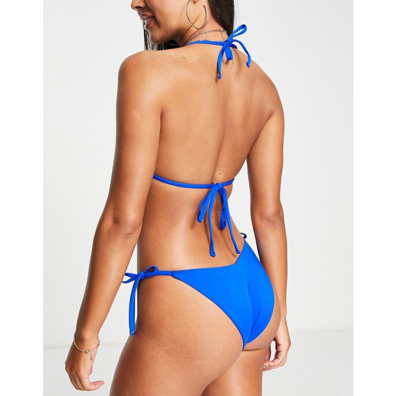 ASOS DESIGN - Mix and Match - Slip bikini con allacciatura laterale blu cobalto