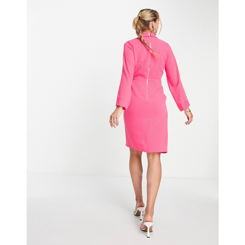 Closet London - Vestito avvolgente corto rosa con maniche a campana
