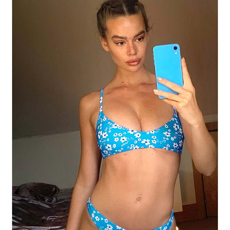 New Look - Slip bikini a vita bassa blu a fiorellini