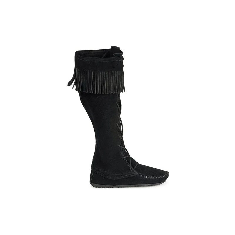 Minnetonka Stivali Alti Da Donna Front Lace Knee High, Pelle Marrone (Brown 2), Tomaia In Pelle, Suola Gomma, Taglia 40 EU, Stile Bohémien Chic