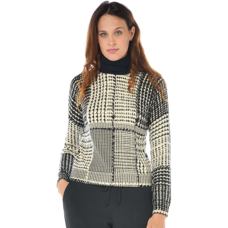 White Wise maglia dolcevita in fantasia Pied de Poule beige main image 1