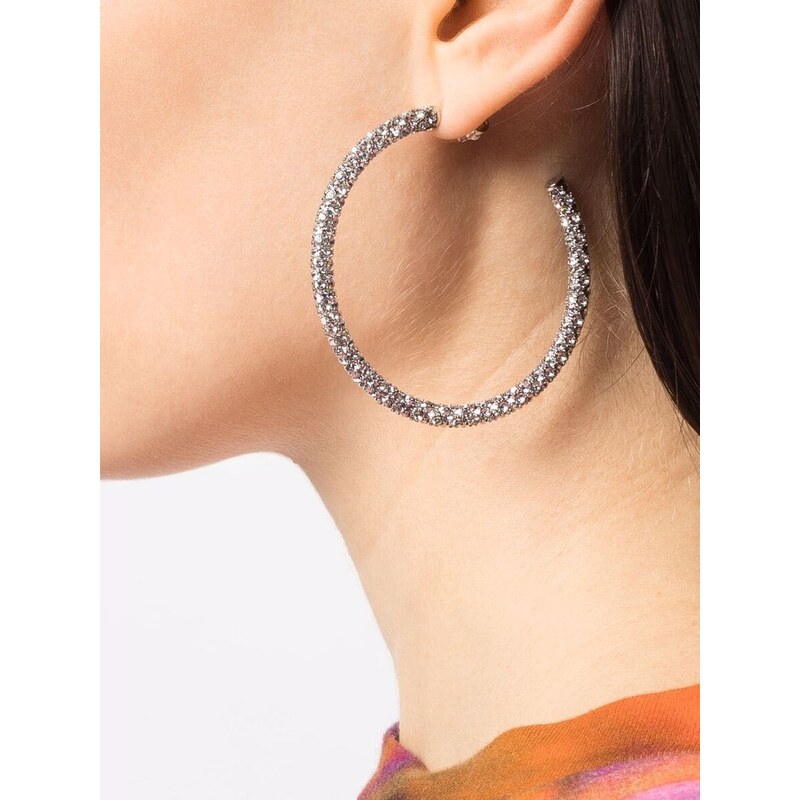 Grandi Orecchini A Cerchio Con Cristalli – Donne, Strass Zirconia, Diametro 90 Mm, Gioielli Eleganti Da Sposa