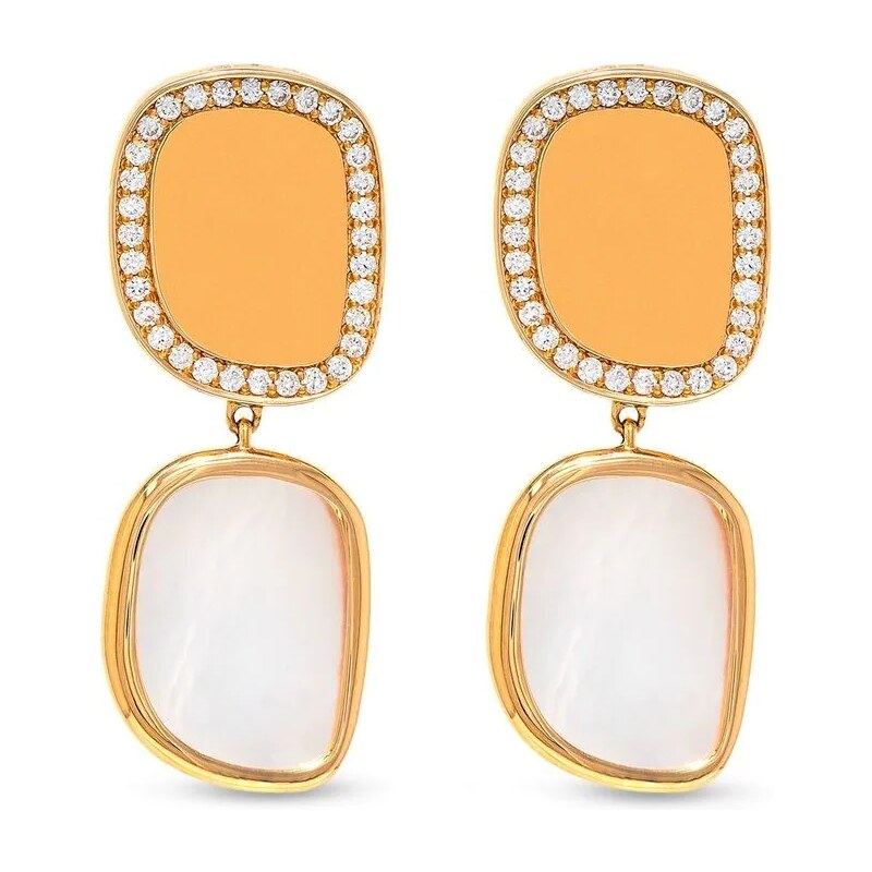 TOUS Camille Orecchini Donna In Argento Vermeil Con Madreperla - Collezione Minimal, Chiusura Pressione, Rosa