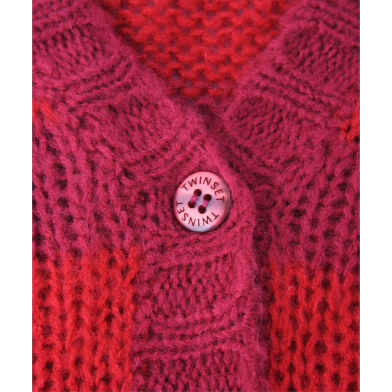 TWINSET GIRL Cardigan in Mohair a Righe Bordeaux