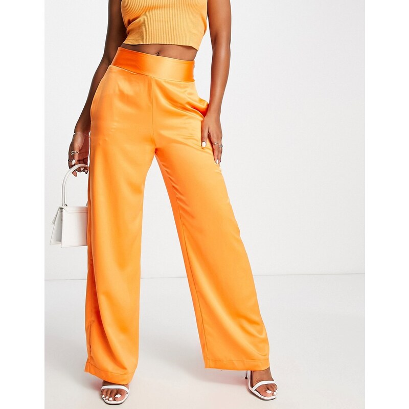 Style Cheat - Pantaloni a fondo ampio color mandarino in coordinato-Arancione