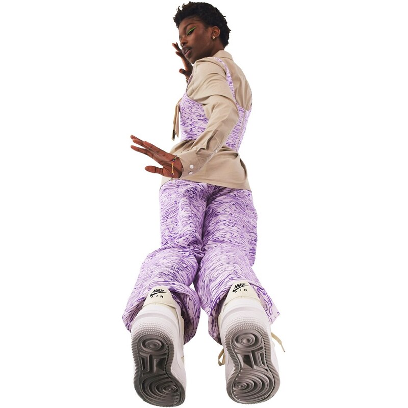 ASYOU - Jeans dad viola con stampa zebrata in coordinato-Multicolore