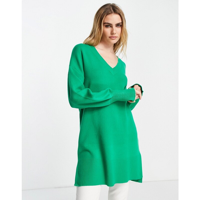 Y.A.S - Pullover verde taglio lungo in maglia-Rosa