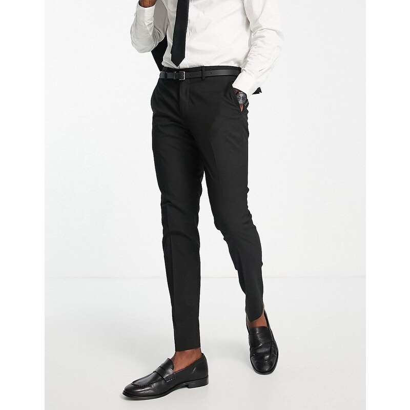 Selected Homme - Pantaloni da abito slim elasticizzati neri-Nero
