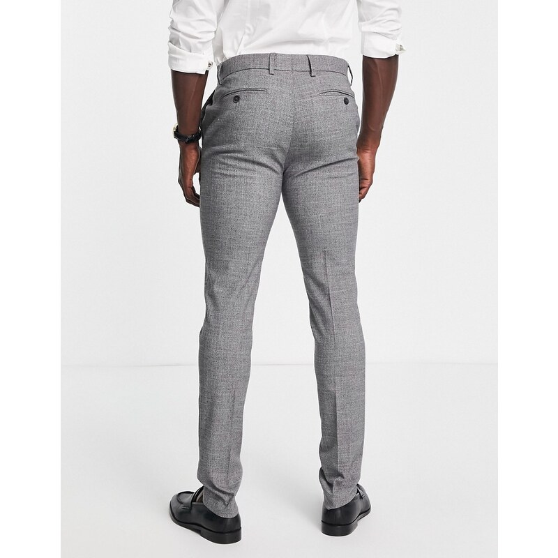 Topman - Pantaloni da abito skinny grigi testurizzati-Nero