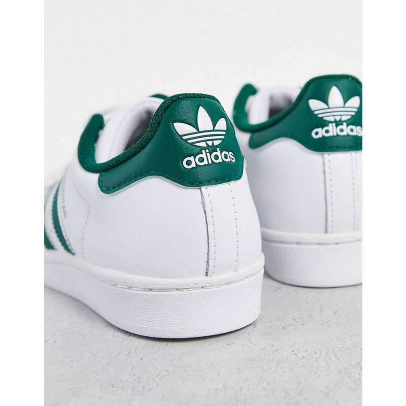 adidas Originals - Superstar - Sneakers bianche con strisce stile college verdi-Bianco