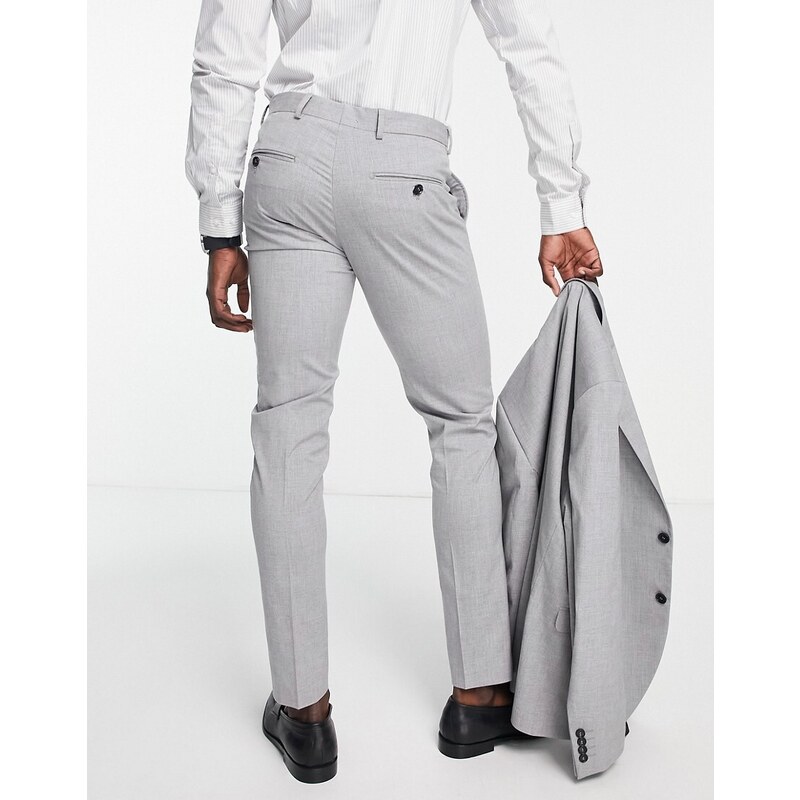 Selected Homme - Pantaloni da abito slim elasticizzati grigio chiaro