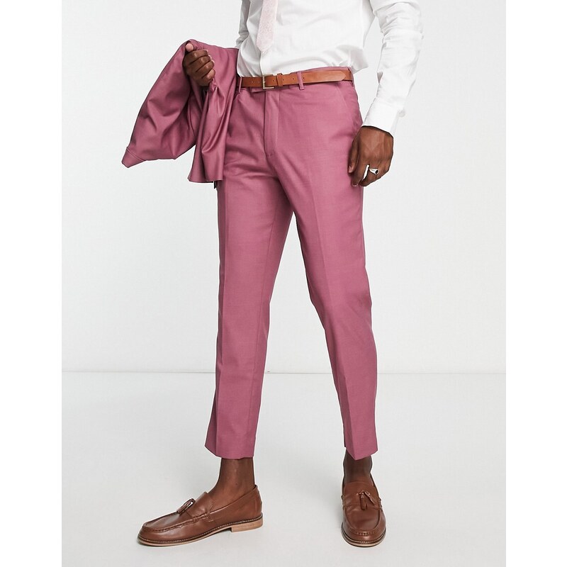 Harry Brown - Pantaloni da abito slim alla caviglia in bambù rosa