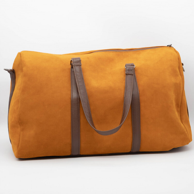 Leather Trend Stoccolma - Borsone Arancione In Vera Pelle Scamosciata