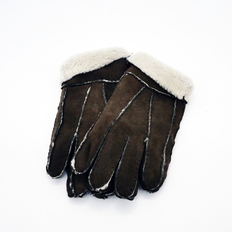 Leather Trend Gloves - Guanti Donna Marrone in vero montone Shearling