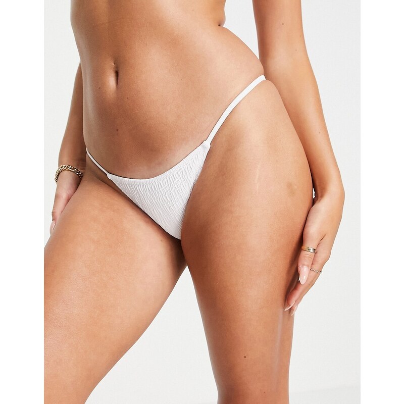 Topshop - Slip bikini increspati, colore bianco