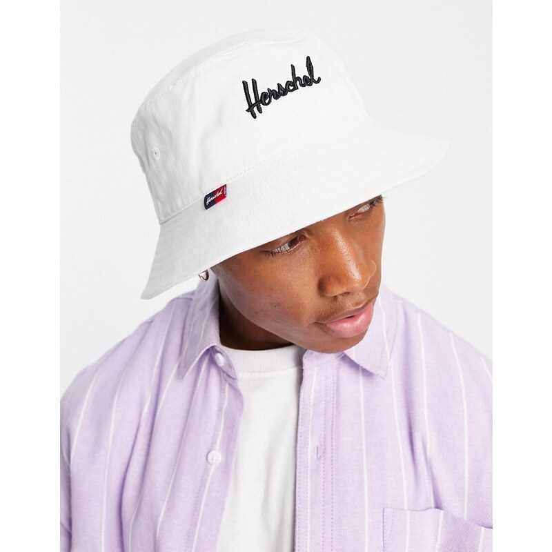 Herschel Supply Co - Norman - Cappello da pescatore bianco con scritta