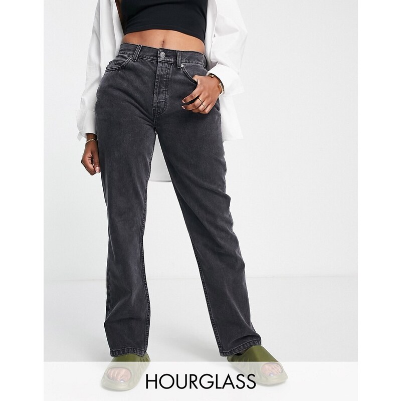 ASOS DESIGN Hourglass - Jeans dritti anni '90 nero slavato