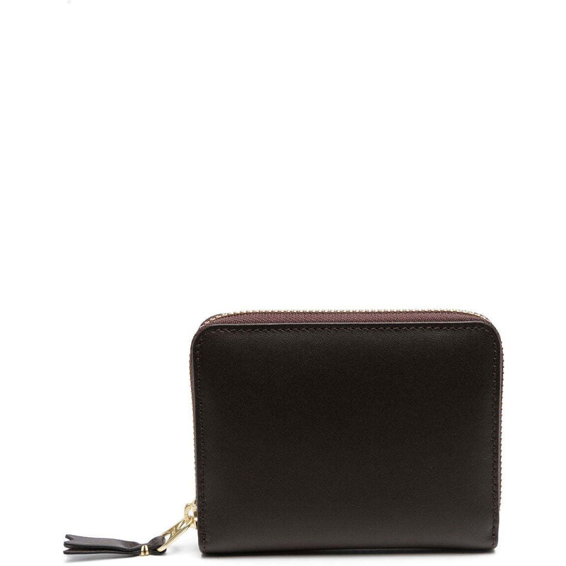 Comme Des Garçons Wallet portafoglio in pelle con zip marrone 