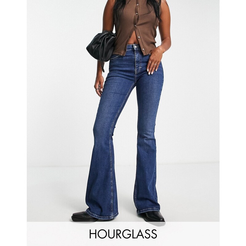 Topshop - Hourglass Jamie - Jeans a zampa blu intenso
