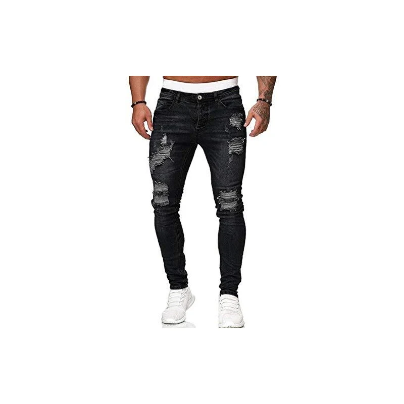 Geagodelia Jeans Strappati Uomo Stretti Pantaloni in Denim Slim