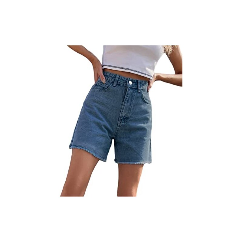 Pinocchietti Donna Estivi Jeans Jeans Elasticizzati Versatili A Vita Alta, Con Tasche - Grigio Denim Used, Regular Bermuda Donna Estivi Jeans - Foto 3