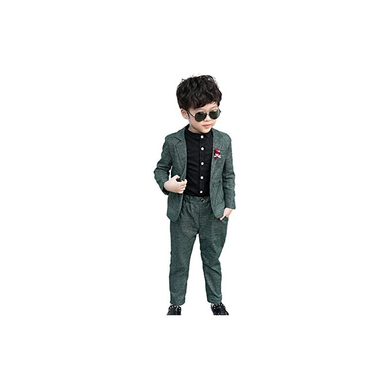 LOLANTA Completo da Ragazzo 2 Pezzi Blazer e Pantaloni per Bambini Abbigliamento per Il Tempo Libero o Abito da Festa di Nozze Verde 170 Stileo