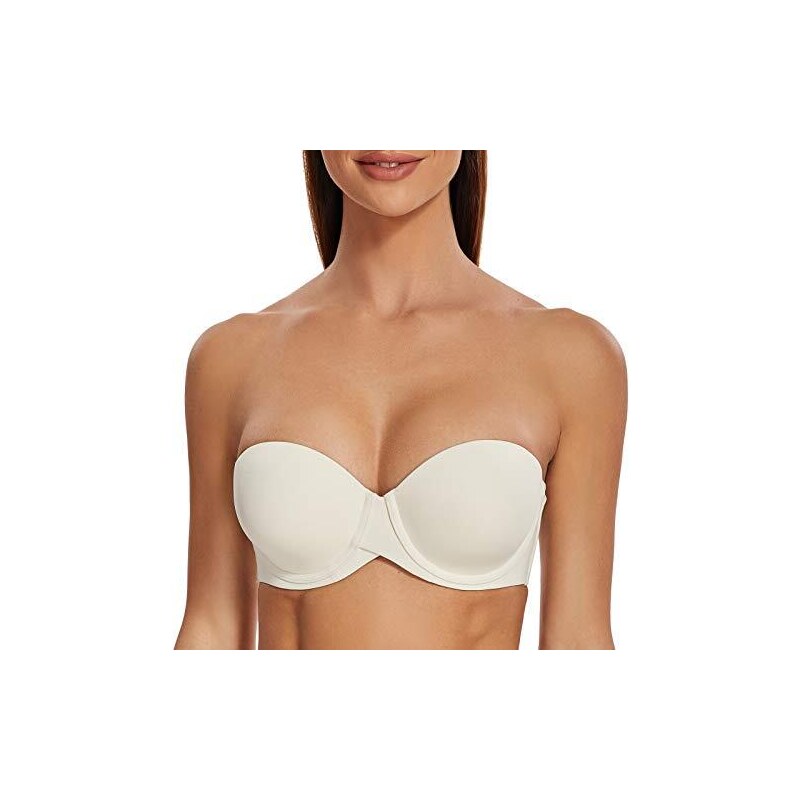 MELENECA Donna Push Up Reggiseno Senza Spalline Invisibile con Ferretto  Bianco Crema 3B 