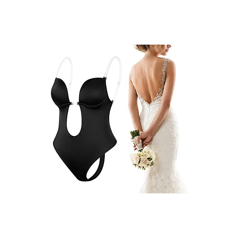 Body Shapewear Donna Con Scollo A U – Modellante Snellente Con Sollevamento Glutei, Senza Cuciture, Nero