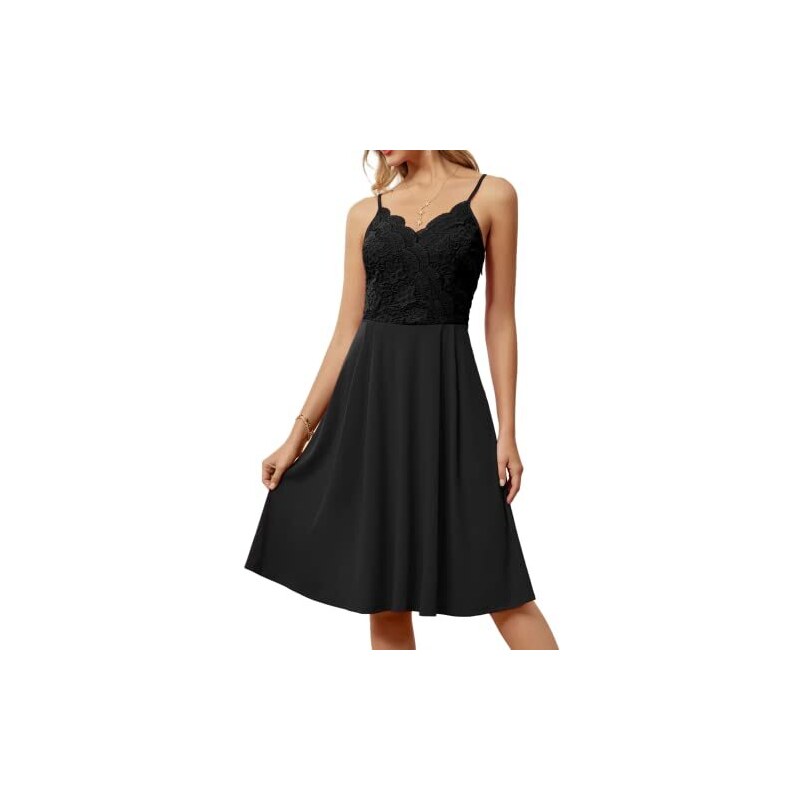 GRACE KARIN Abito Casual Donna Con Orlo A Gradini – Maniche Corte, Allacciatura Al Collo, Stile A-Line, Floreale, Midi – Perfetto Per Estate E Matrimoni