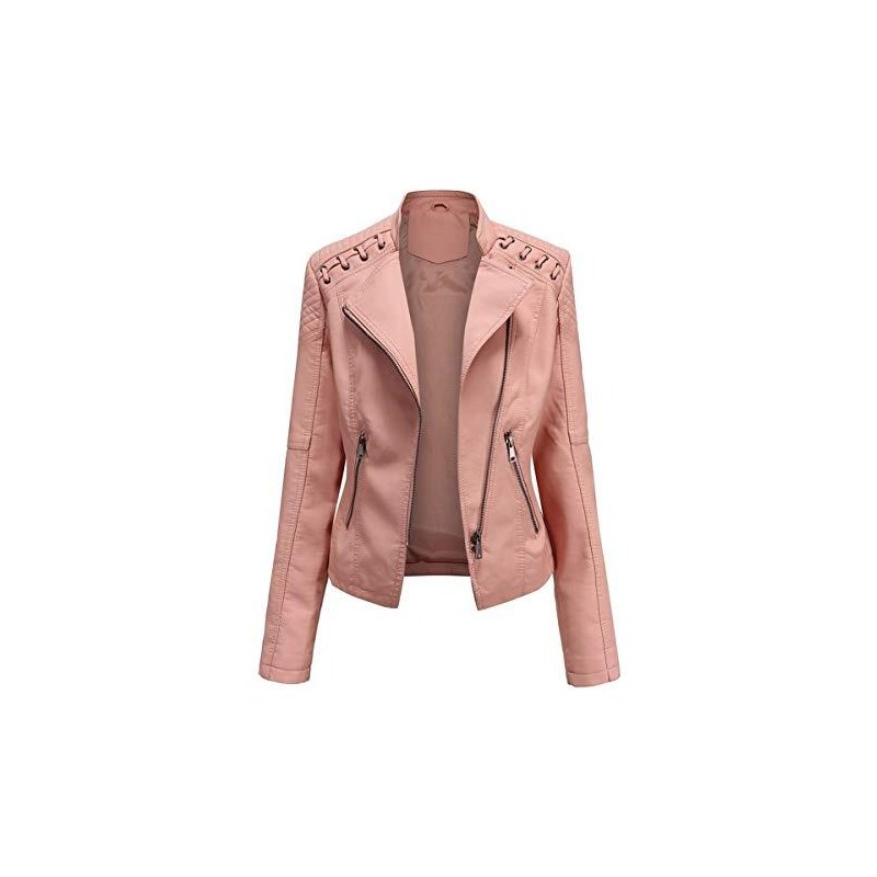 Giacca Da Moto Donna In Pelle Nappa Di Agnello - DR200 Rossa - Classica Con Cerniera YKK E 4 Tasche