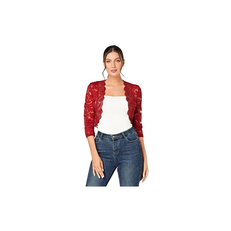 Parabler Bolero Donna Maniche 3/4 - Elegante E Corto In Jersey, Tinta Unita, Disponibile In 10 Colori E Taglie Dalla XS Alla 3XL